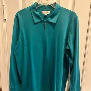 Sport Haley Teal Long Sleeve Woven Top XL